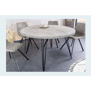 Table TALOA – Bois de manguier gris et métal noir – 80 cm – Forme ronde – Style contemporain
