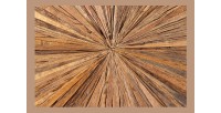 Table RAFTA – Bois de teck et verre trempé – Pied chromé – 140 cm – Ronde – Style contemporain