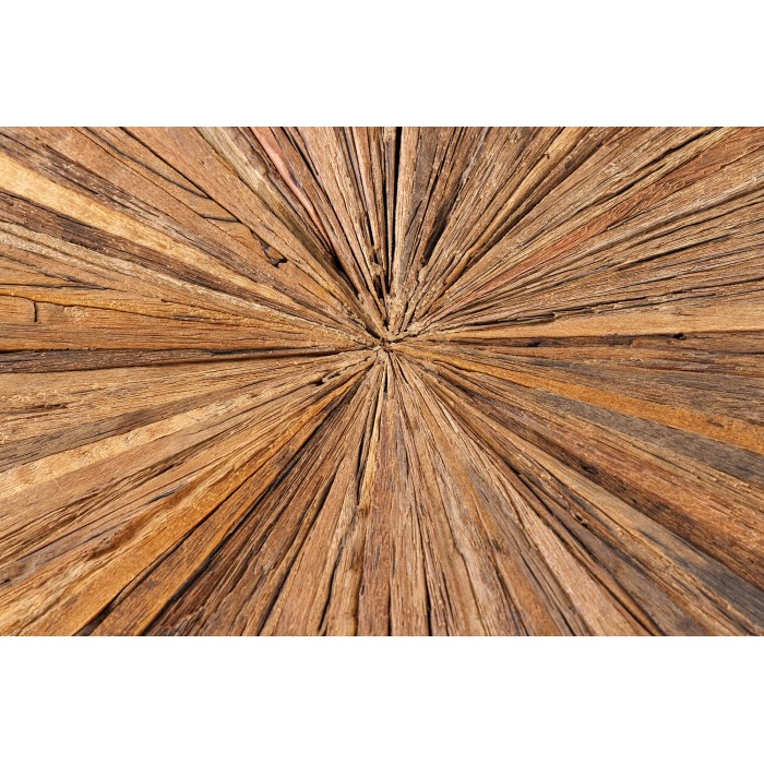 Table RAFTA – Bois de teck et verre trempé – Pied chromé – 140 cm – Ronde – Style contemporain