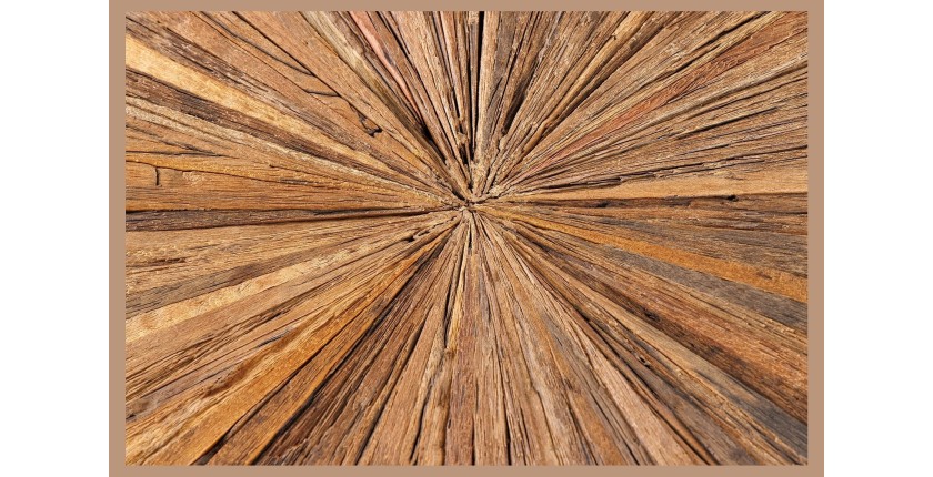Table RAFTA – Bois de teck et verre trempé – Pied chromé – 140 cm – Ronde – Style contemporain