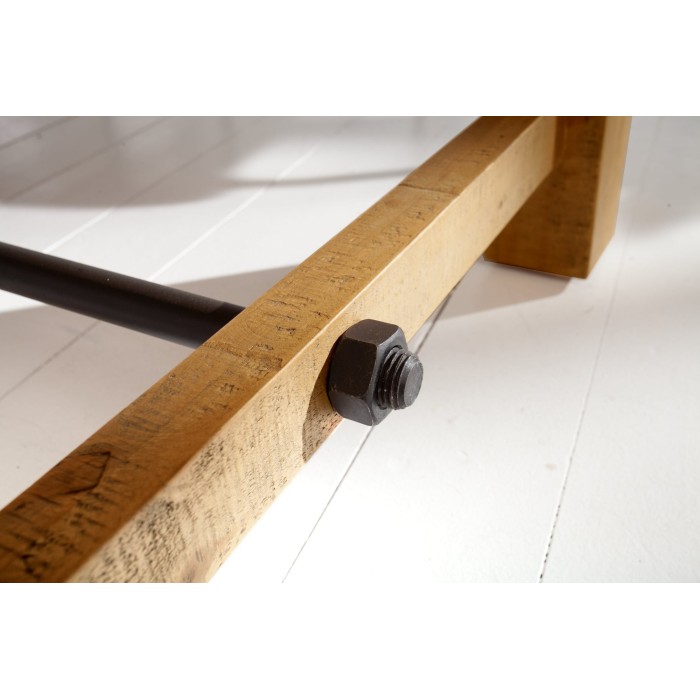 Table de salle à manger RANCHO – Bois de pin recyclé verni – 240 cm – Style rustique