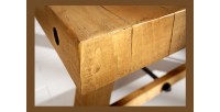 Table de salle à manger RANCHO – Bois de pin recyclé verni – 240 cm – Style rustique