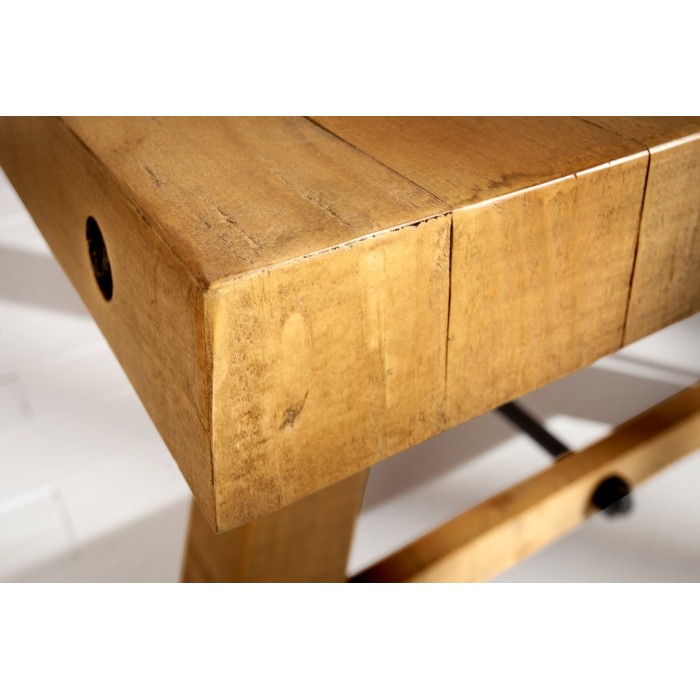 Table de salle à manger RANCHO – Bois de pin recyclé verni – 240 cm – Style rustique