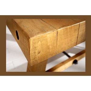 Table de salle à manger RANCHO – Bois de pin recyclé verni – 240 cm – Style rustique