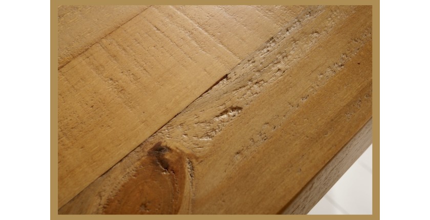 Table de salle à manger RANCHO – Bois de pin recyclé verni – 240 cm – Style rustique
