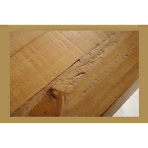 Table de salle à manger RANCHO – Bois de pin recyclé verni – 240 cm – Style rustique