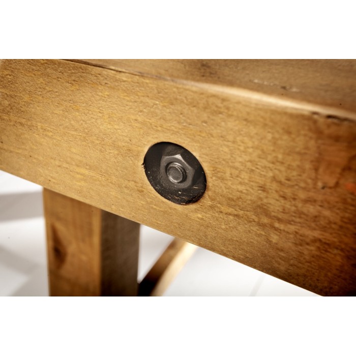 Table de salle à manger RANCHO – Bois de pin recyclé verni – 240 cm – Style rustique