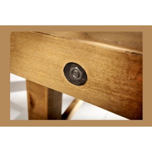Table de salle à manger RANCHO – Bois de pin recyclé verni – 240 cm – Style rustique