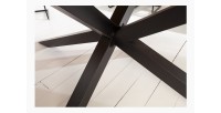 Table de salle à manger SOLARA – Bois de pin recyclé verni et métal noir – 240 cm – Style industriel