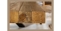 Table CHRIS – Bois de pin recyclé verni et métal noir – 240 cm – Style industriel