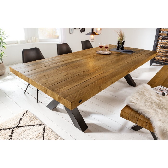 Table CAVARA bois de pin 240cm vu de haut