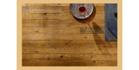 Table CHRIS – Bois de pin recyclé verni et métal noir – 240 cm – Style industriel