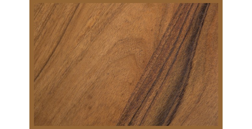 Table de salle à manger ARKAYA – Bois massif d’acacia verni et métal noir – 160 cm – Style industriel