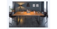 Table ARKAYA bois d'acacia 160cm pieds en U vu de face