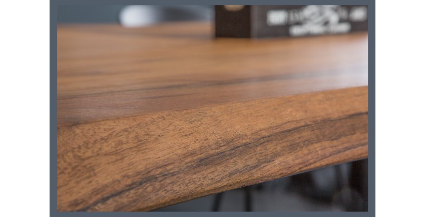 Table de salle à manger ARKAYA – Bois massif d’acacia verni et métal noir – 160 cm – Style industriel