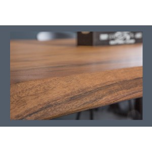 Table de salle à manger ARKAYA – Bois massif d’acacia verni et métal noir – 160 cm – Style industriel