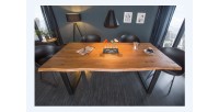 Table ARKAYA bois d'acacia 160cm pieds en U vu de haut et de face