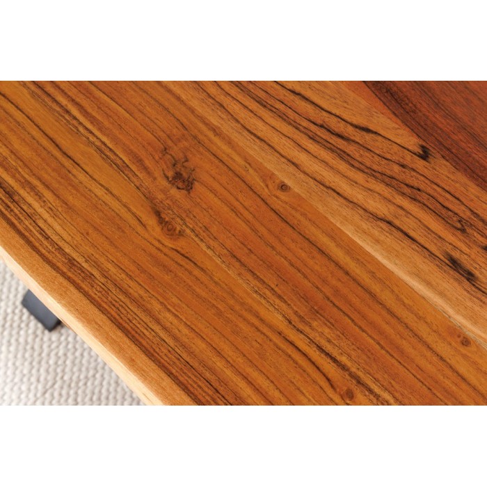 Table de salle à manger ARKAYA – Bois massif d’acacia verni et pieds en métal noir en X – 160 cm – Style industriel