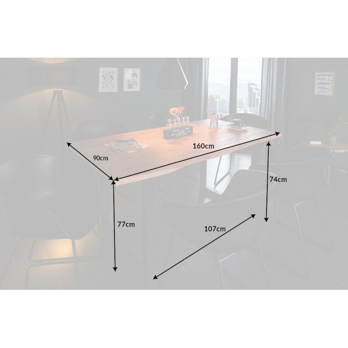 Table ARKAYA en bois d'acacia 160cm dimensions
