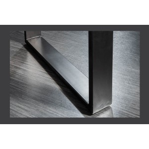 Table ARKAYA 160 cm – Plateau en bois d’acacia sauvage verni et pieds en métal noir en U – Style industriel