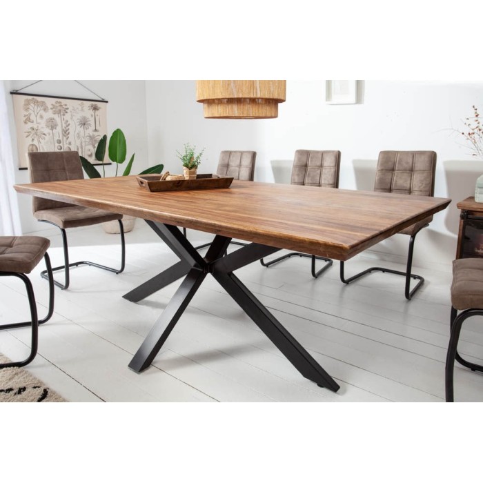 Table rectangulaire SOLARA en bois de Sheesham vu de côté