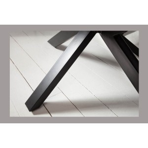 Table SOLARA 200 cm – Plateau en bois de Sheesham verni et pieds en métal noir – Style industriel