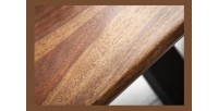 Table SOLARA 200 cm – Plateau en bois de Sheesham verni et pieds en métal noir – Style industriel