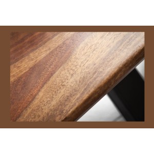 Table SOLARA 200 cm – Plateau en bois de Sheesham verni et pieds en métal noir – Style industriel