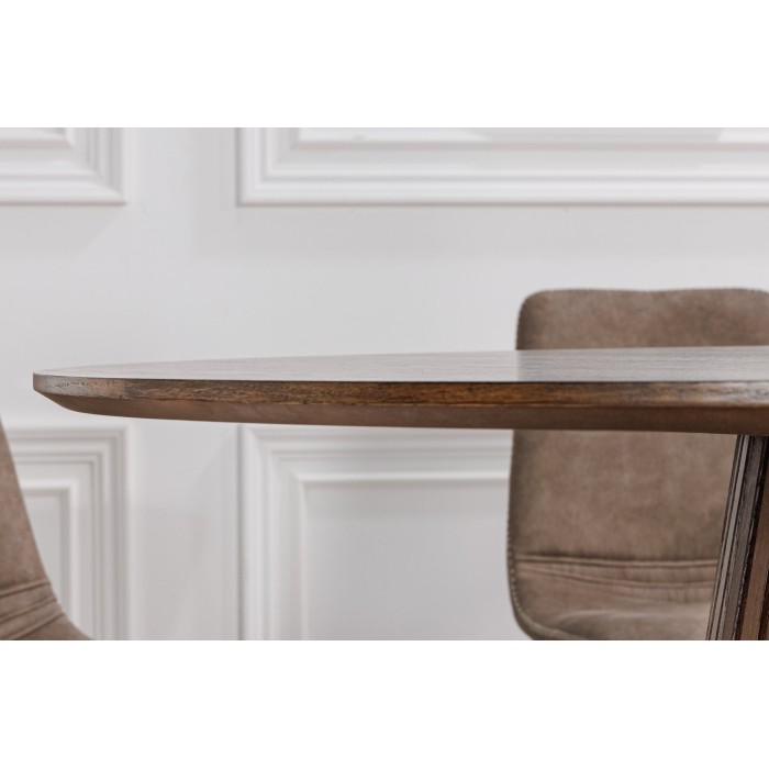 Table de salle à manger KANOVA 120 cm – Plateau rond en chêne foncé et pied central design – Style contemporain