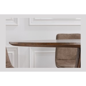 Table de salle à manger KANOVA 120 cm – Plateau rond en chêne foncé et pied central design – Style contemporain