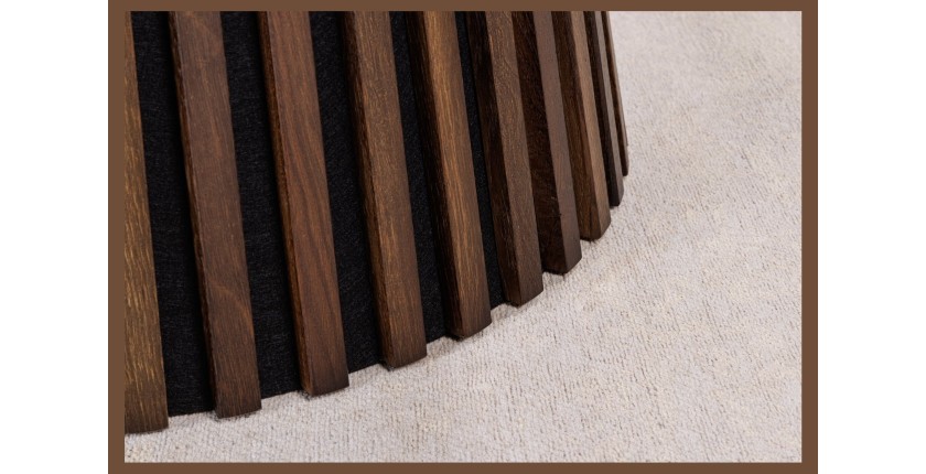 Table de salle à manger KANOVA 120 cm – Plateau rond en chêne foncé et pied central design – Style contemporain