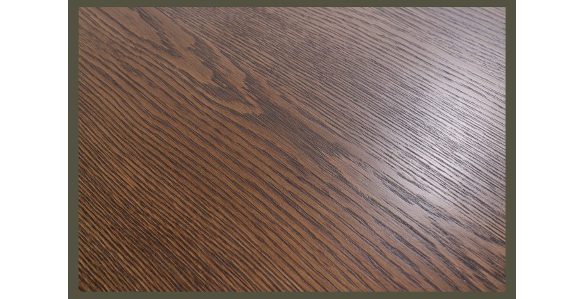 Table de salle à manger KANOVA 120 cm – Plateau rond en chêne foncé et pied central design – Style contemporain