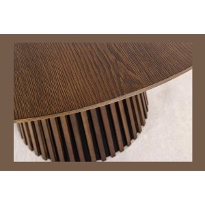 Table de salle à manger KANOVA 120 cm – Plateau rond en chêne foncé et pied central design – Style contemporain