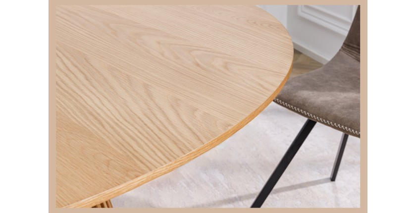Table KANOVA 140 cm – Plateau rond en chêne clair et pied central design – Style contemporain
