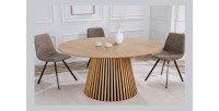 Table KANOVA 140 cm – Plateau rond en chêne clair et pied central design – Style contemporain