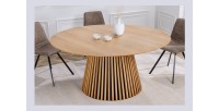 Table KANOVA 140 cm – Plateau rond en chêne clair et pied central design – Style contemporain