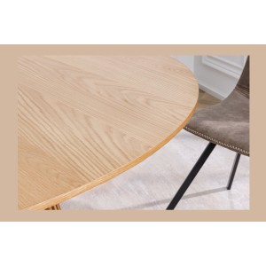 Table de salle à manger KANOVA 120 cm – Plateau rond en chêne clair et pied central design – Style contemporain