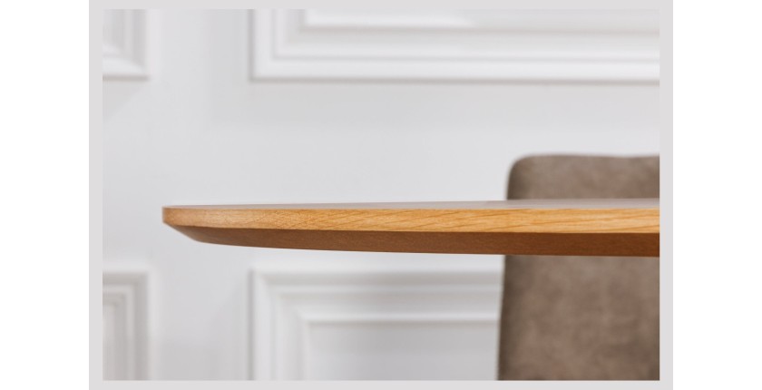 Table de salle à manger KANOVA 120 cm – Plateau rond en chêne clair et pied central design – Style contemporain