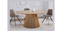 Table de salle à manger KANOVA 120 cm – Plateau rond en chêne clair et pied central design – Style contemporain