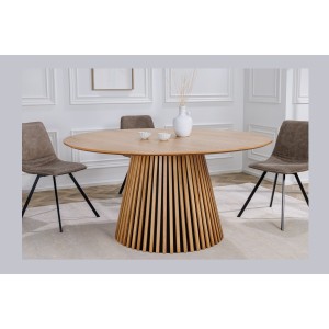 Table de salle à manger KANOVA 120 cm – Plateau rond en chêne clair et pied central design – Style contemporain