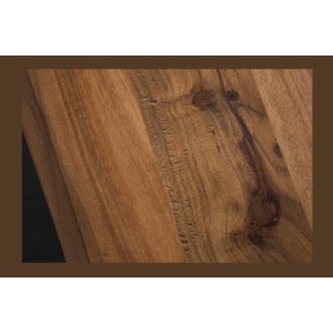 Table de salle à manger ARKAYA 140 cm – Plateau en bois massif d’acacia verni et pieds en U métal noir – Style industriel