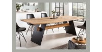 Table de salle à manger ZENTOR 200 cm – Plateau en chêne sauvage et pieds en métal noir – Style industriel haut de gamme