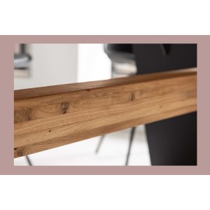 Table de salle à manger ZENTOR 240 cm – Plateau en chêne sauvage huilé et pieds métal noir – Esprit industriel élégant