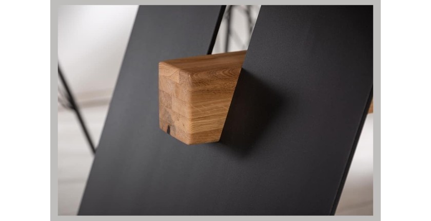 Table de salle à manger ZENTOR 240 cm – Plateau en chêne sauvage huilé et pieds métal noir – Esprit industriel élégant