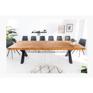 Table CAVARA en bois de pin 300cm avec pieds en X vu de face