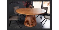 Table de salle à manger TALMA 130 cm – Plateau rond en acacia verni – Esprit rustique et chaleureux