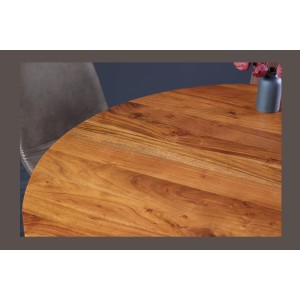 Table de salle à manger TALMA 130 cm – Plateau rond en acacia verni – Esprit rustique et chaleureux