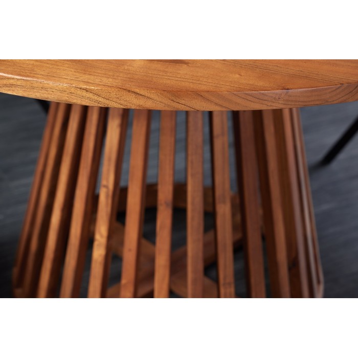 Table de salle à manger TALMA 130 cm – Plateau rond en acacia verni – Esprit rustique et chaleureux