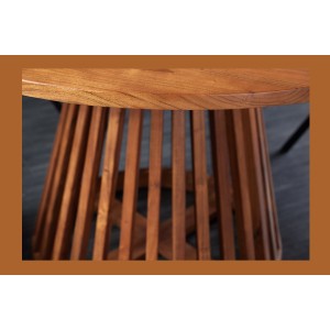 Table de salle à manger TALMA 130 cm – Plateau rond en acacia verni – Esprit rustique et chaleureux