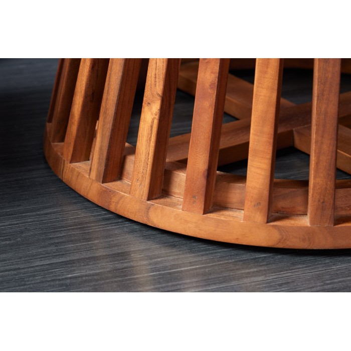 Table de salle à manger TALMA 130 cm – Plateau rond en acacia verni – Esprit rustique et chaleureux